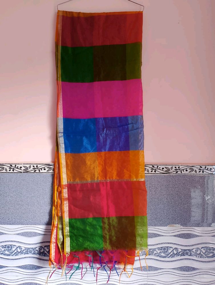 Multi colour silk dupatta.