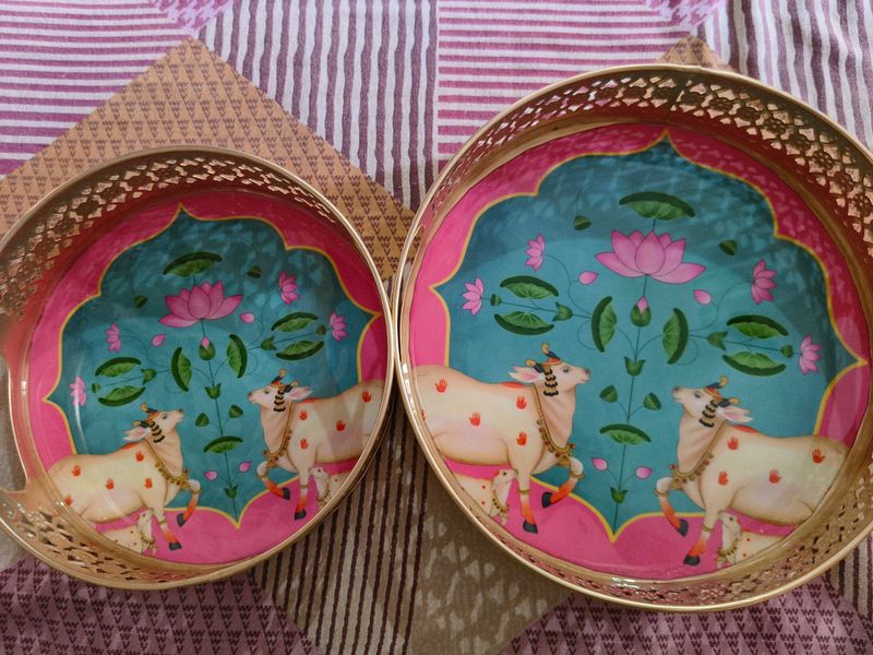 Set Of 2 Beautiful Printed Baskets