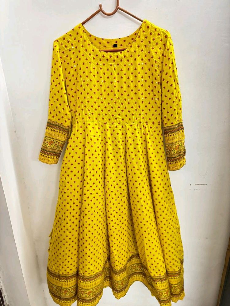 Yellow Anarkali Kurti