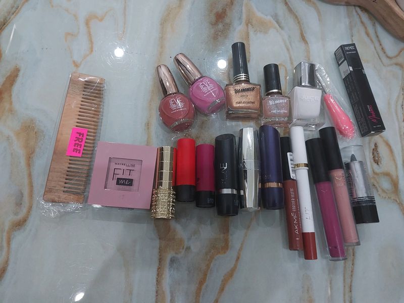 Combo Set Of Lipsticks And Nail Paints