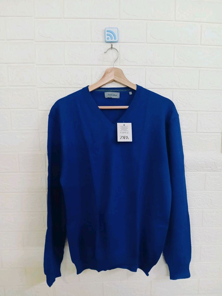 NAVY BLUE PURE WOOL SWEATER