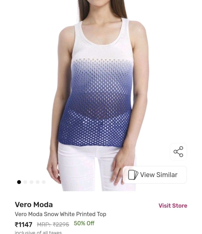 Vero Moda White & Blue Ombre-dyed Y2K Top ❤️