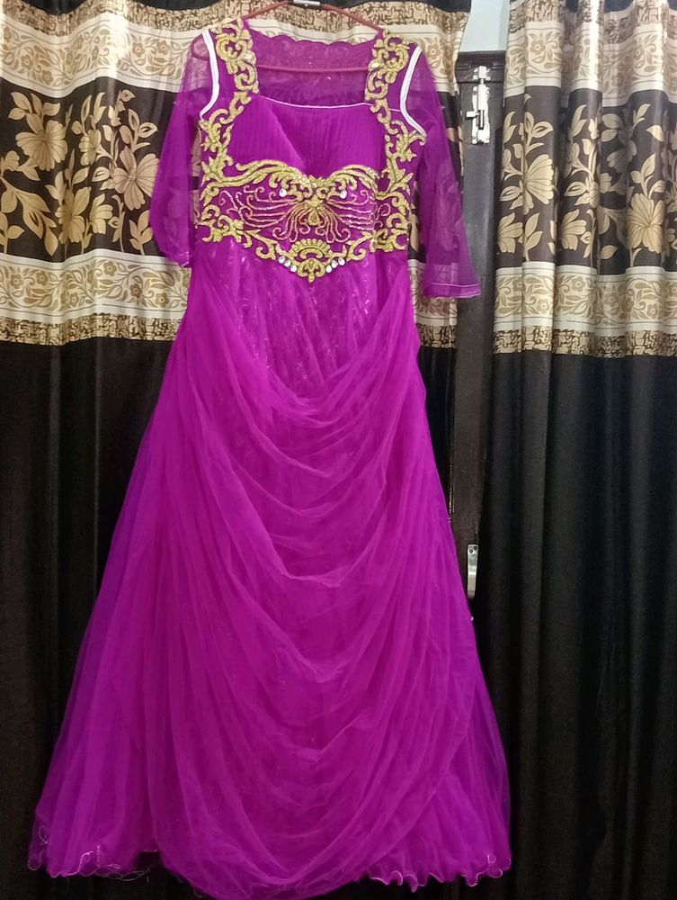 Beautiful Ethnic Purple Gown With Duppatta