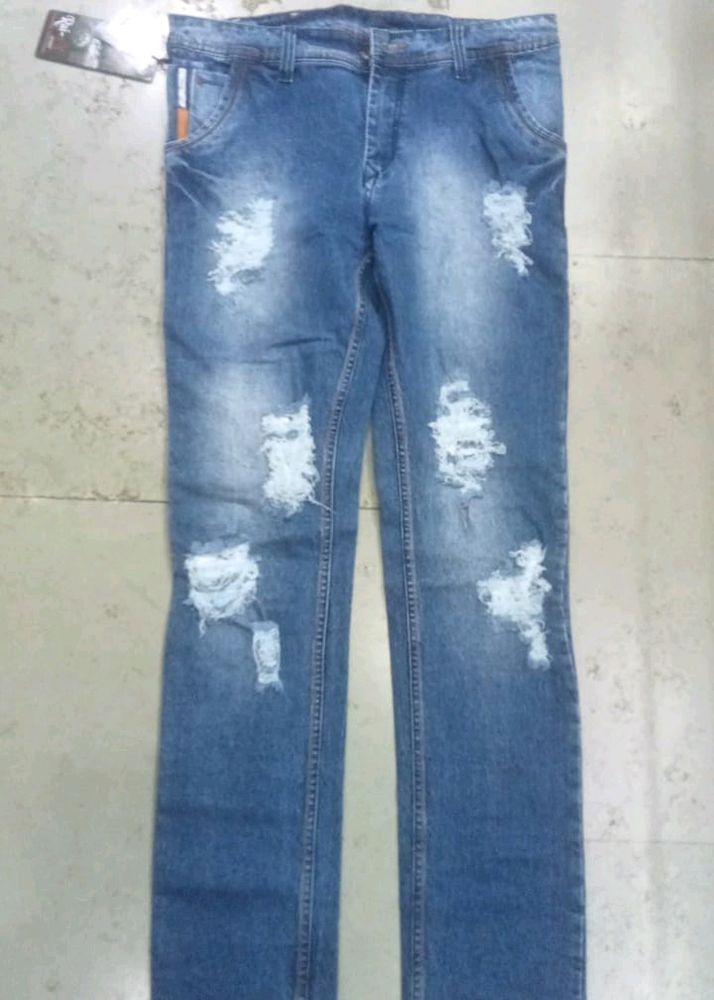 Men's Distressed Ripped Slim-Fit Jeans