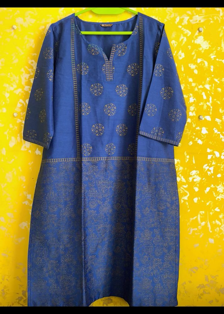 Chanderi Cotton Blue Kurta