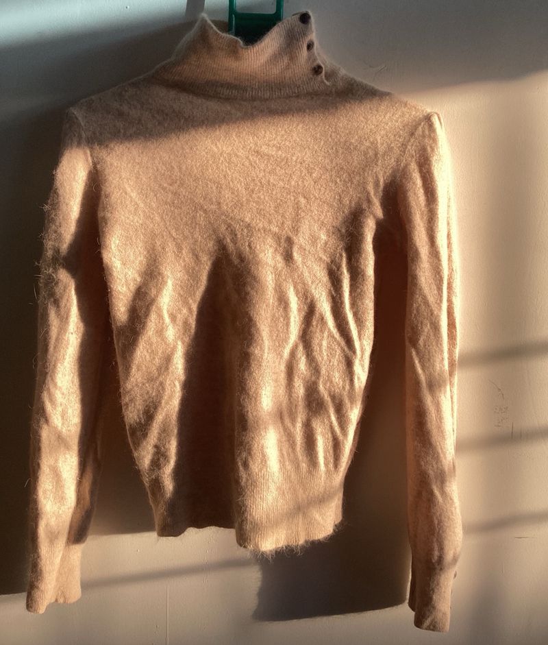 Tan Turtle Neck Wool Sweater