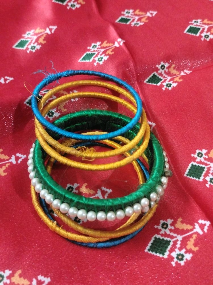 Green Yellow And Blue Bangles