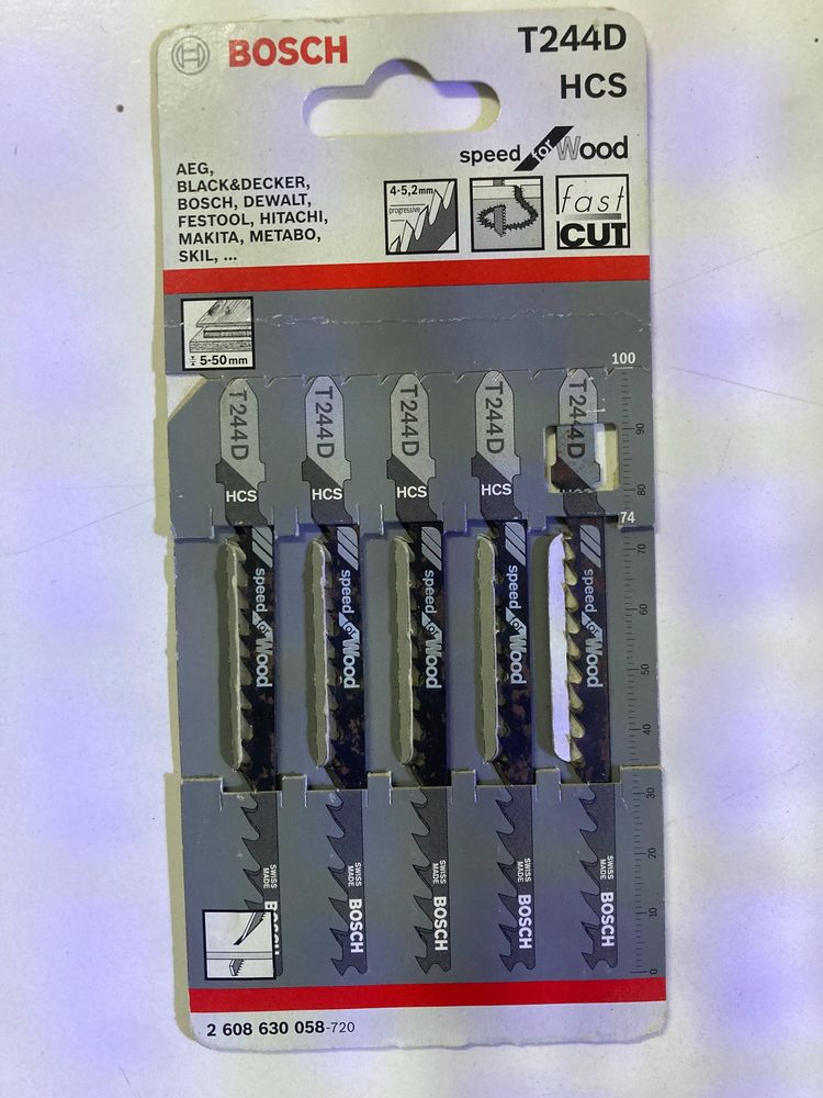 Bosch T244D Jigsaw Blades 5pcs WoodMetal,