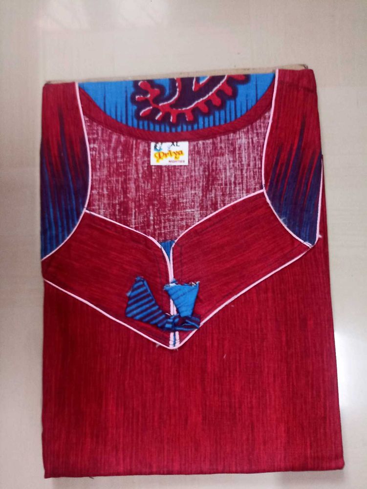 Red XL Cotton Nighty