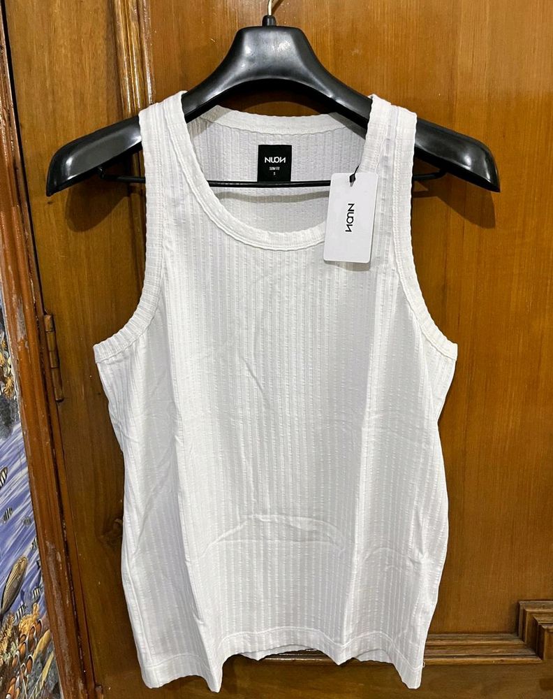 WESTSIDE NUON WHITE TEXTURED TANK TOP