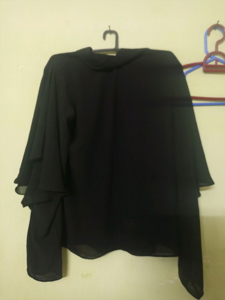 Black Cut Sleeves Top