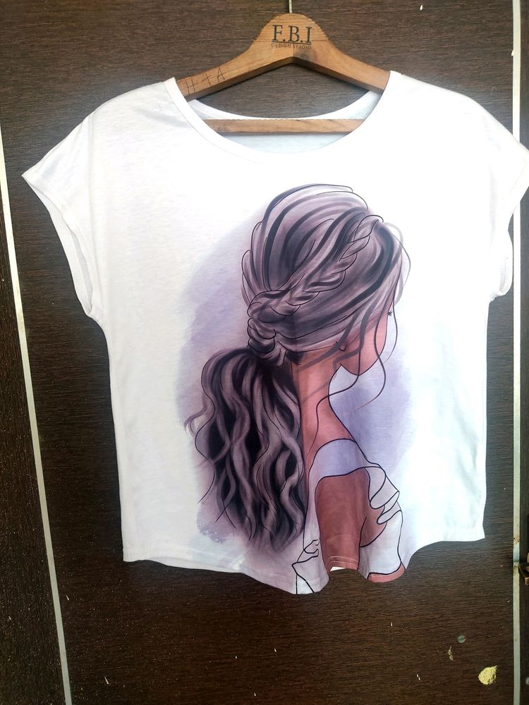 Printed White T Shirt