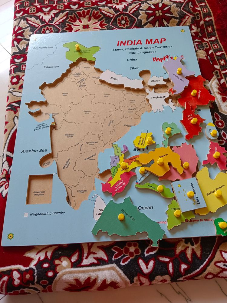 India Map Wooden