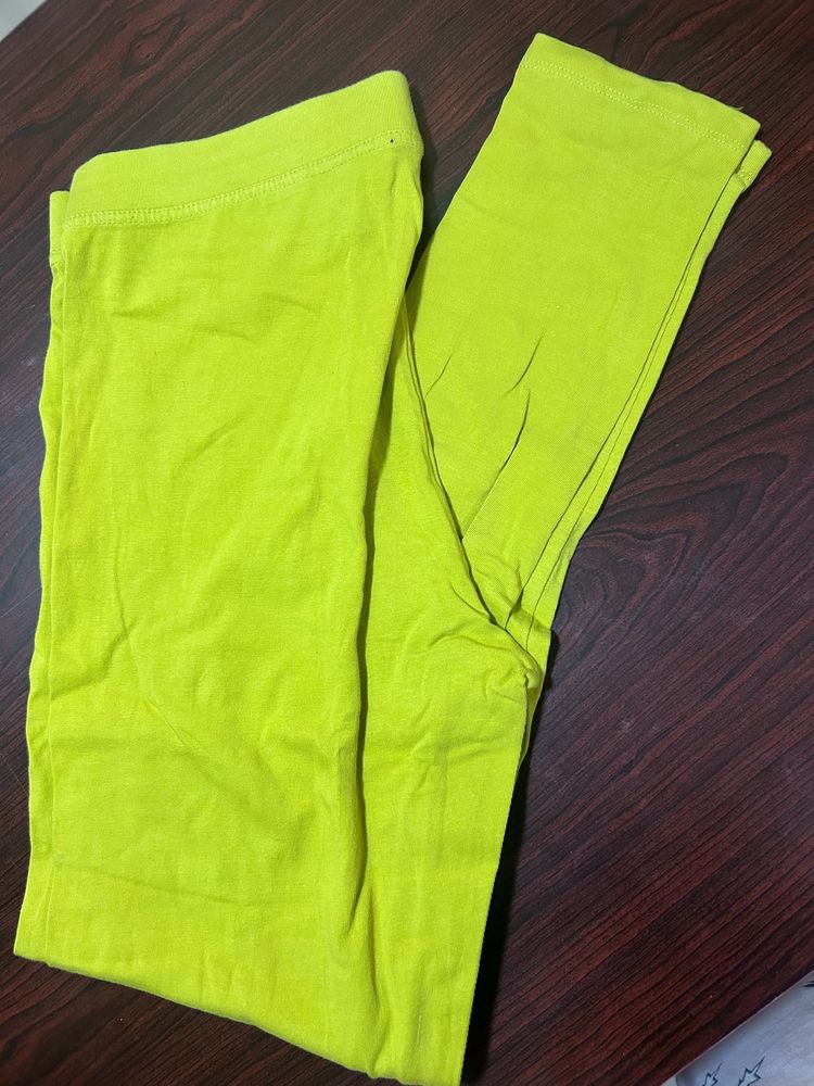 Lime Green-solid Ankle Length Legging