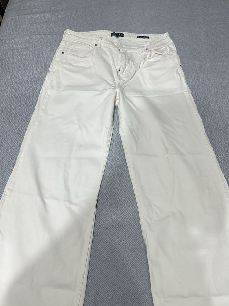 White Denim Flared Pants