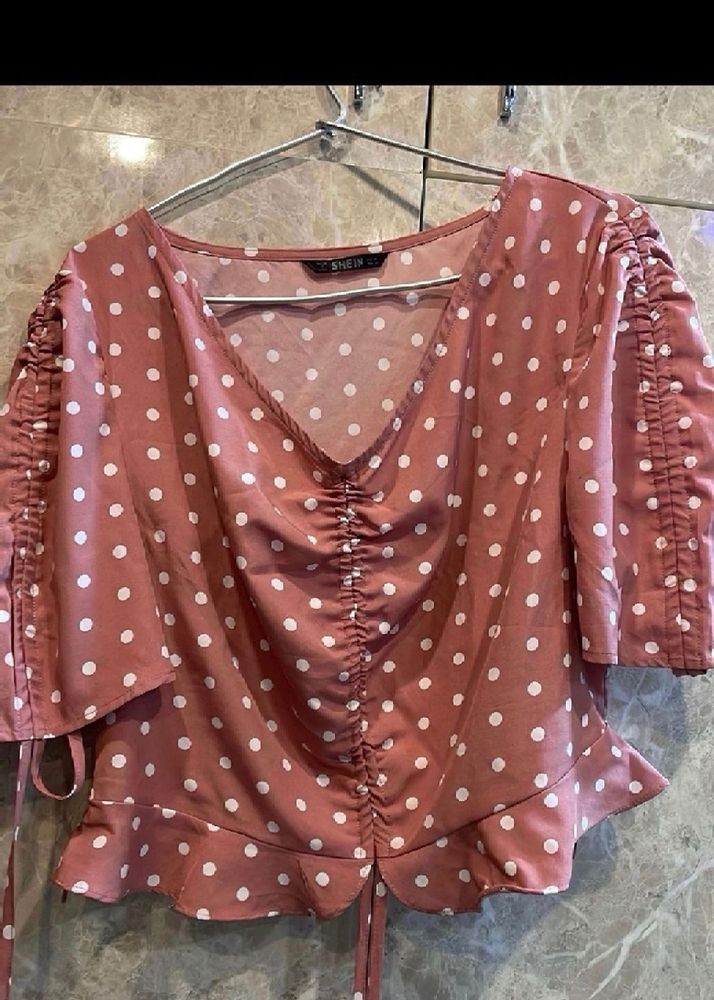 Polka Dotted Peach Pink Top