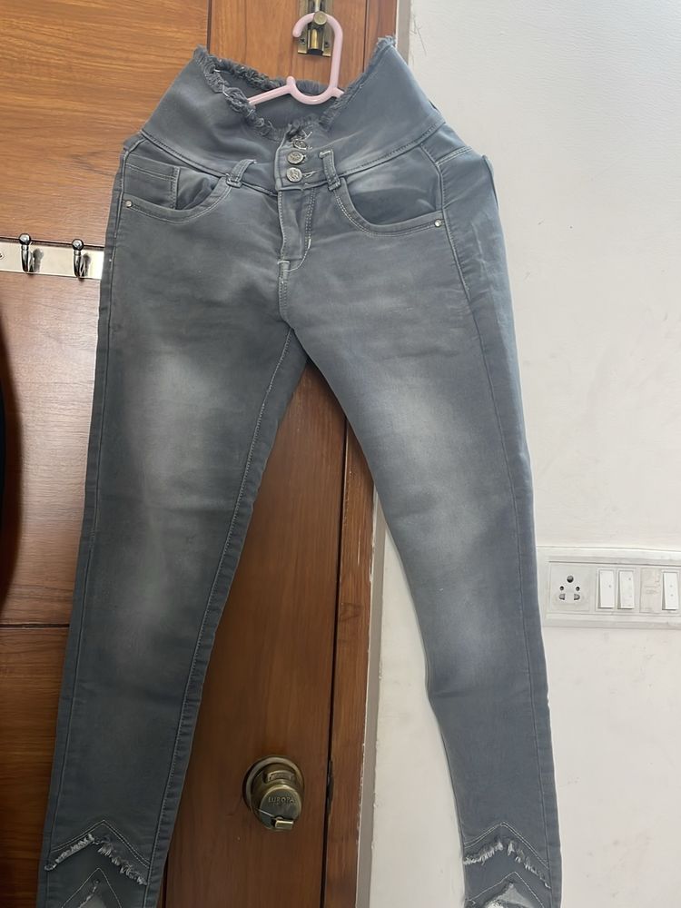 High Waist Grey Jeans