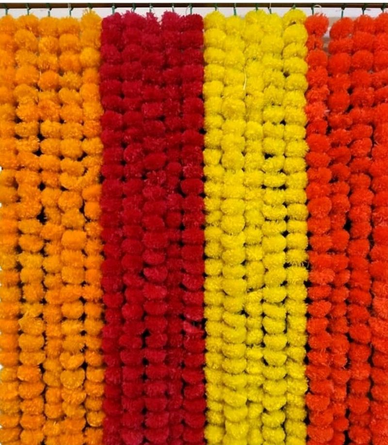 5 Artificial Marigold Genda Phool Garland Torans