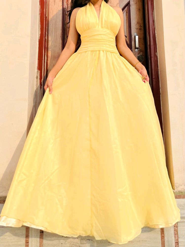 Yellow Halter Neck gown