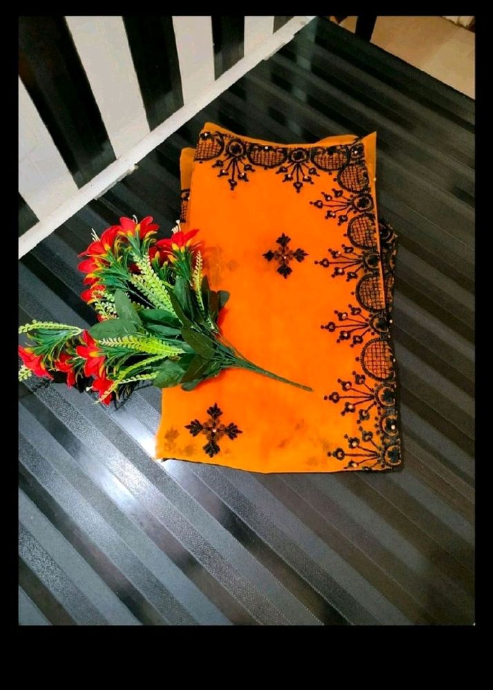 Beautiful Work Saree 🧡