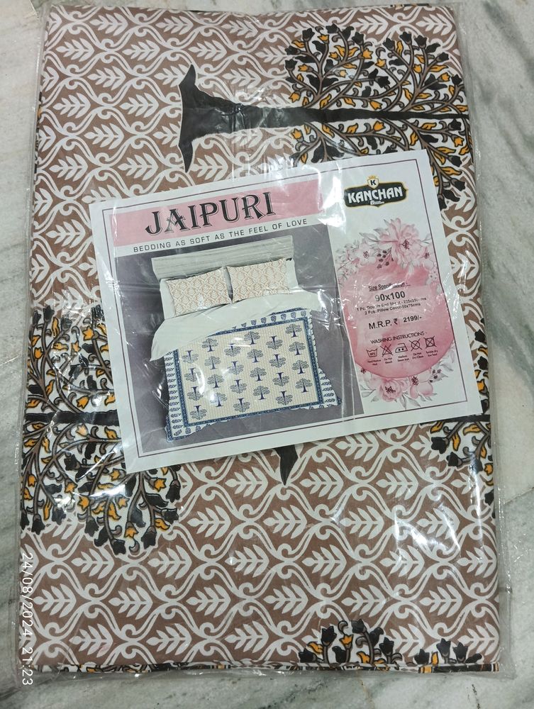 Jaipuri Double bed Sheet With Pillow Cover