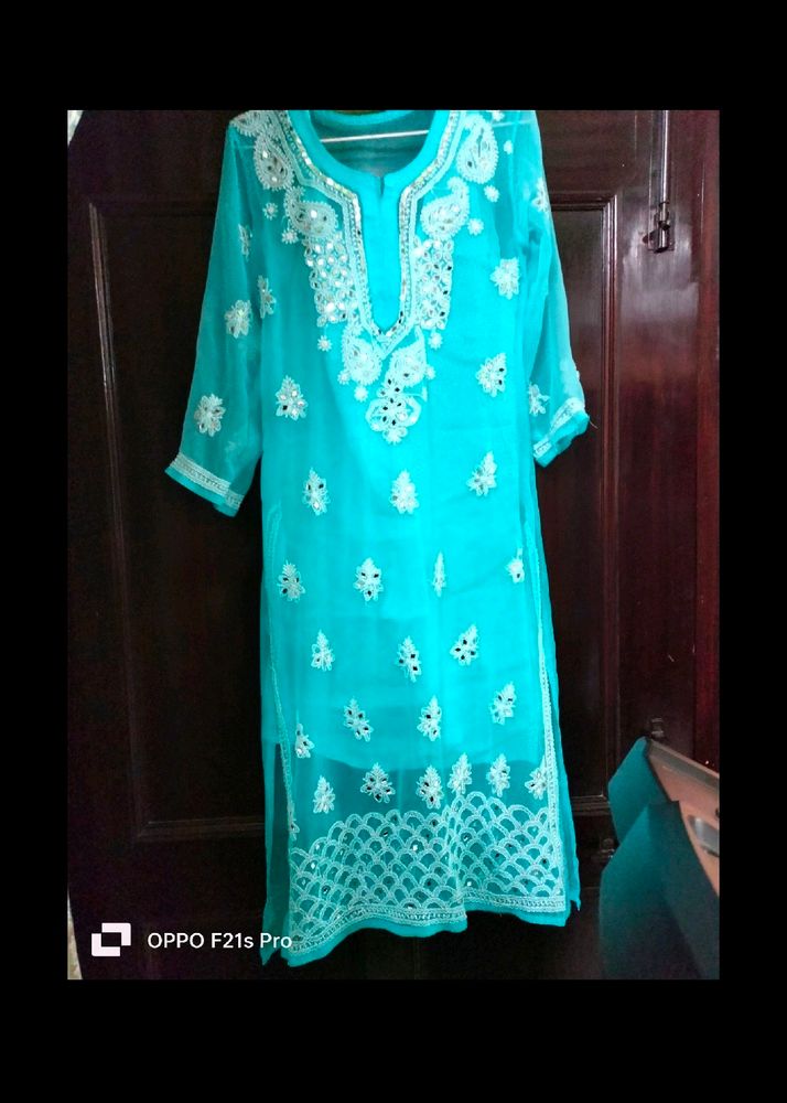 Chiken Mirror Work Kurti