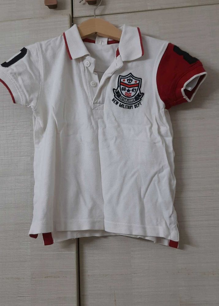 2 To 3 Yrboys Tshirt -white and Red