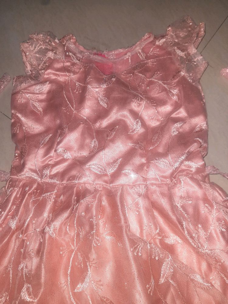 Peach Colour Baby Girl Dress