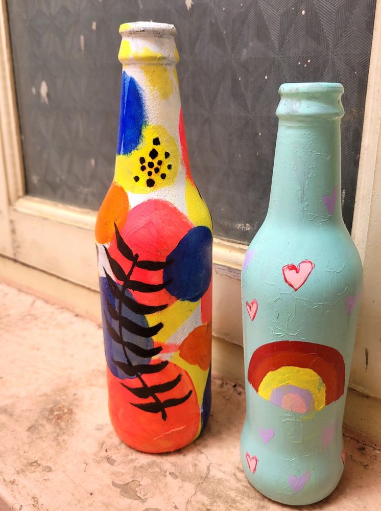 Handpainted Glass Bottles