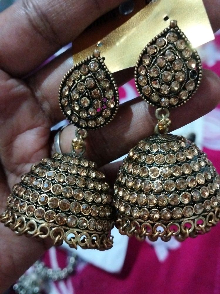 Golden Colour Kundan Stone Work Earings