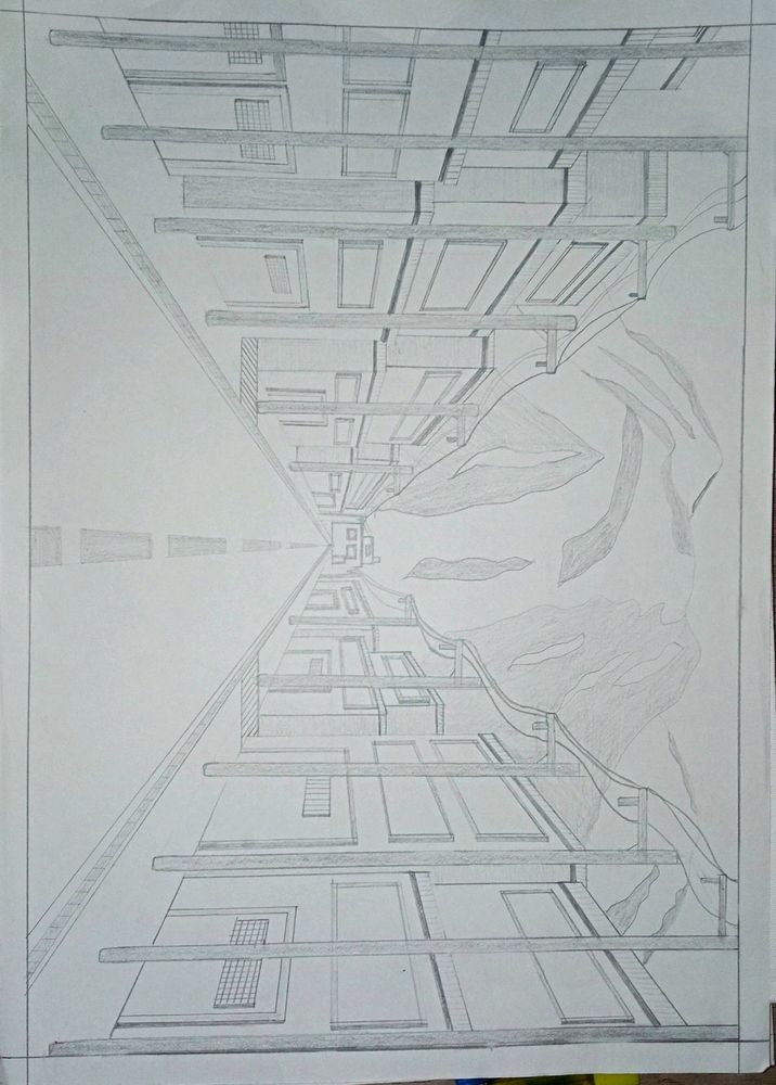 Mt Fuji one point perspective artwork