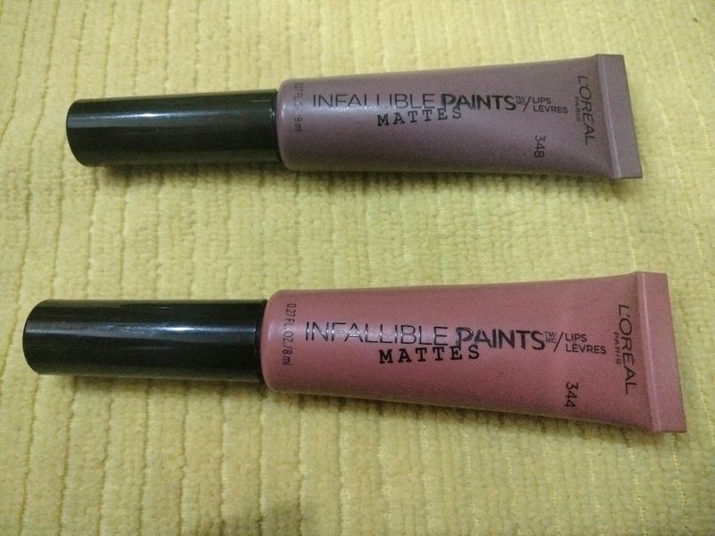 loreal Paris infallible paints, 344 peach put and 348 velvet pout,matte lip color