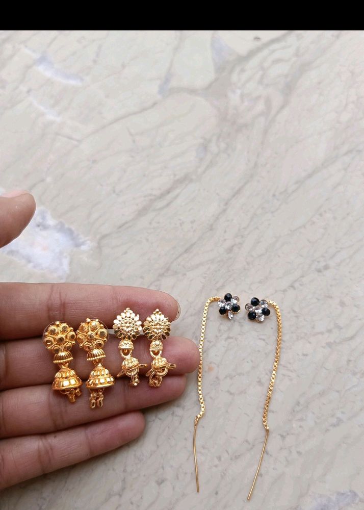 Combo Of 3 Gold Plated Earrings