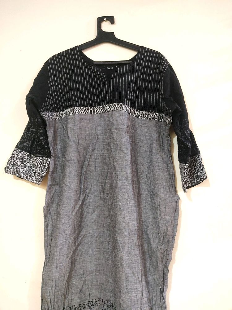 Grey N Black Kurti