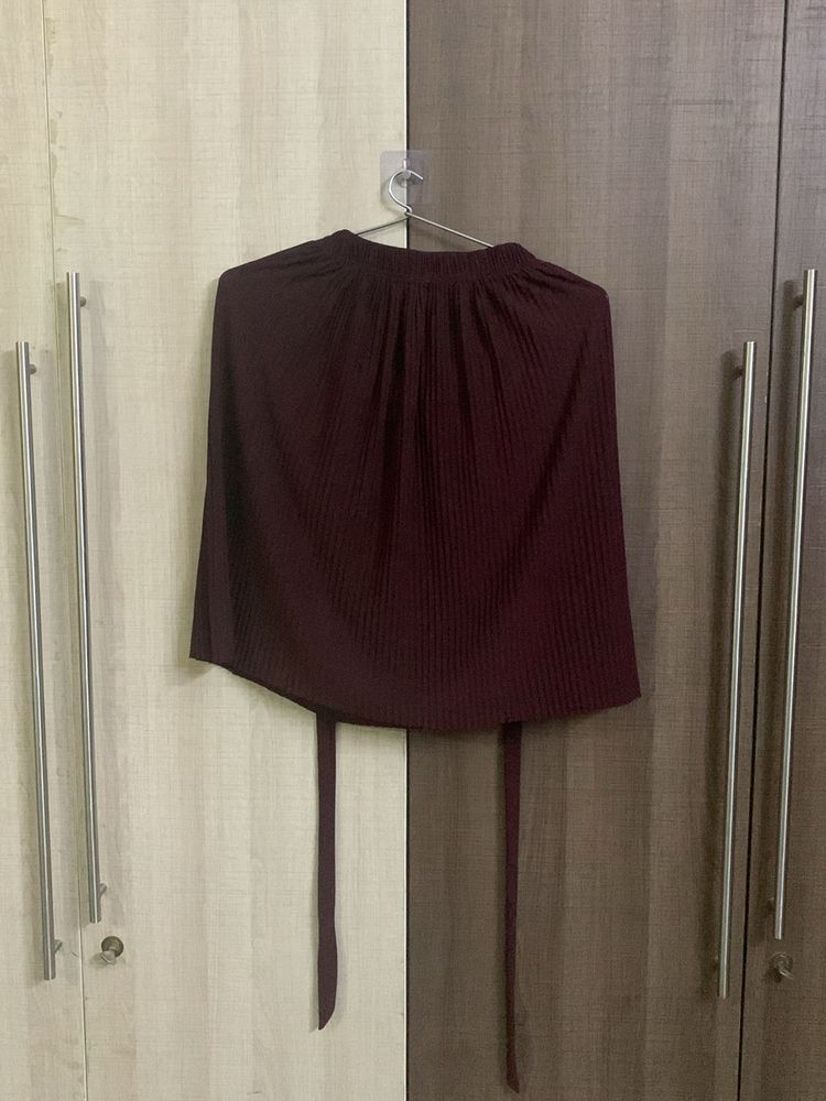 Skirt With Stripped Materials And Tie