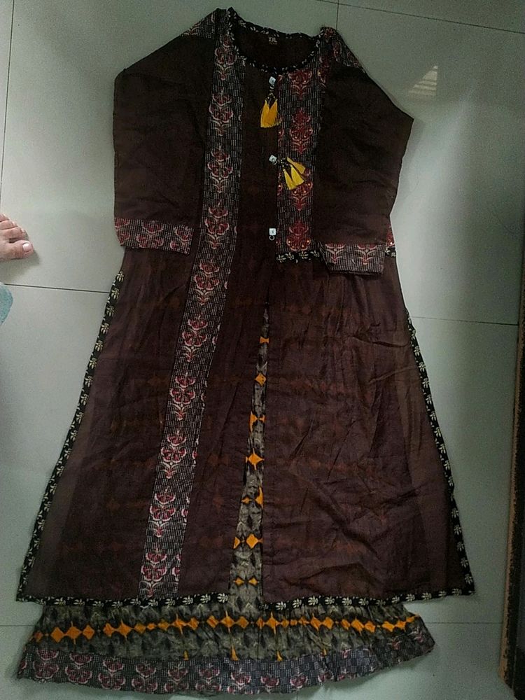 Brown Colour Frock Style Kurti