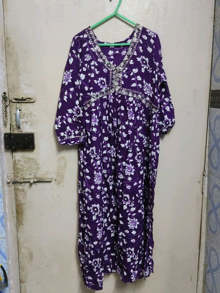 Alia Cut Kurta Set Purple With Pant And Dupatta