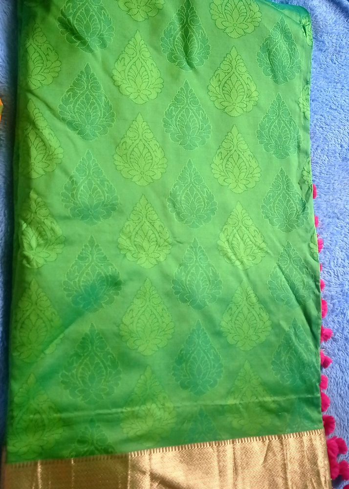 Template Saree Green With Pink