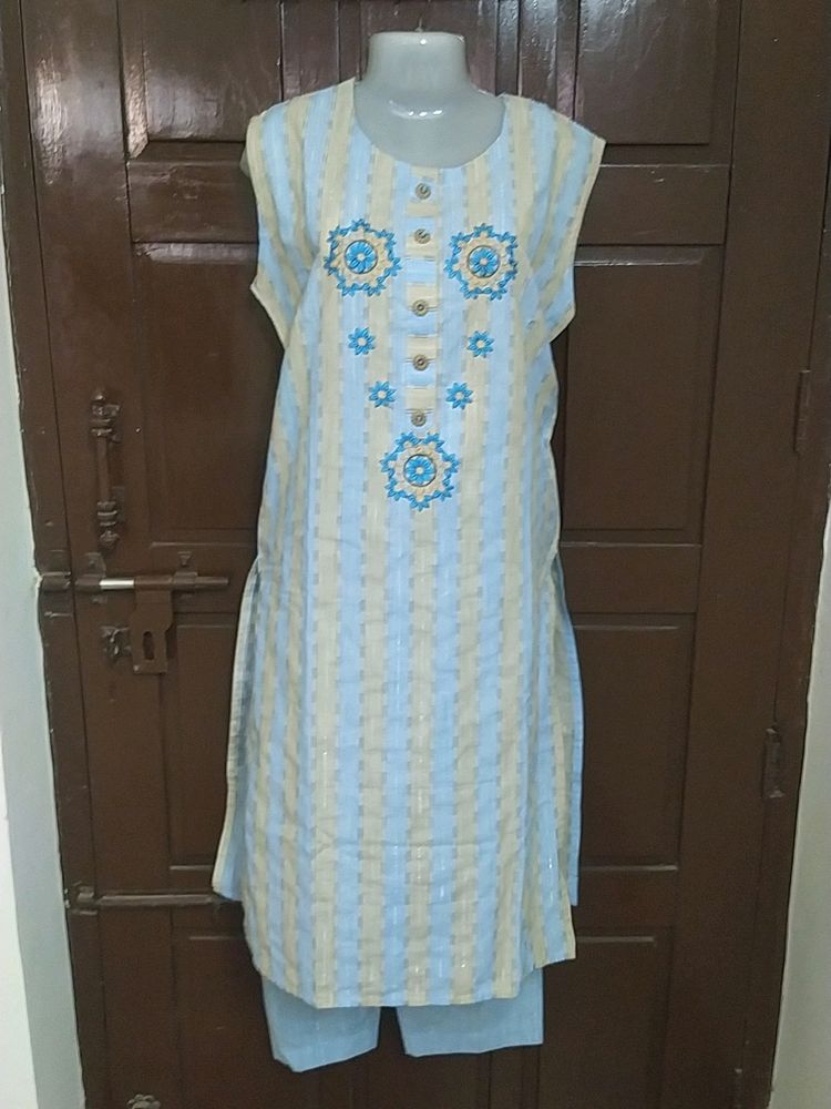 Cut Sleeve ❤️ Ice Blue Kurti Set