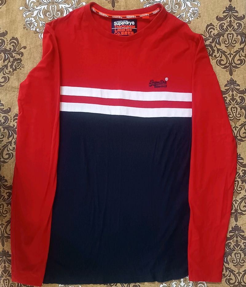 Superdry Red-Blue Long Sleeve Tshirt