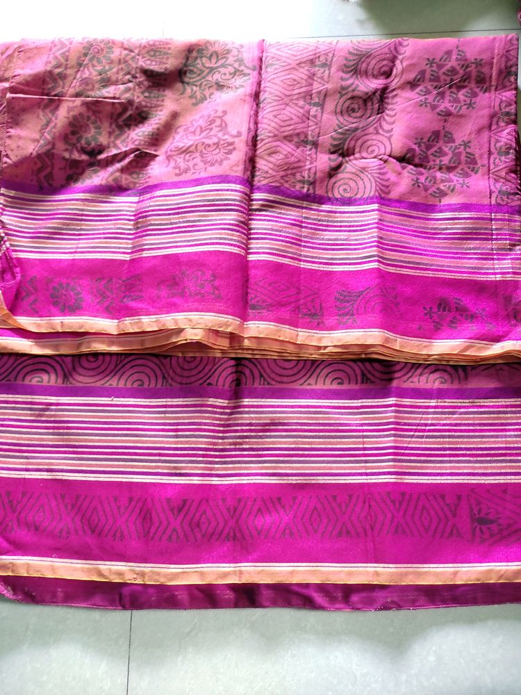 Multi Design Pink Saree