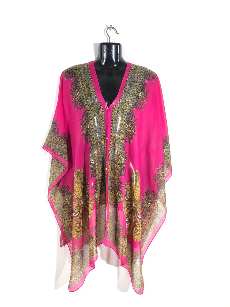 Rose Pink Printed Poncho (Women’s)