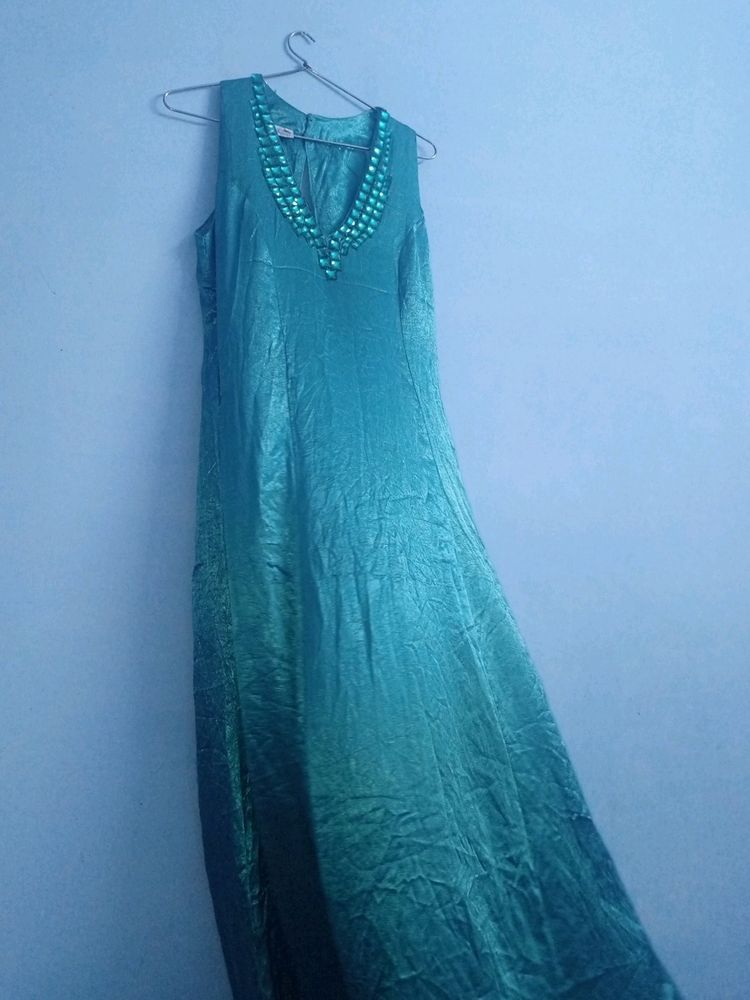 Sea Green Glass Work Party Gown