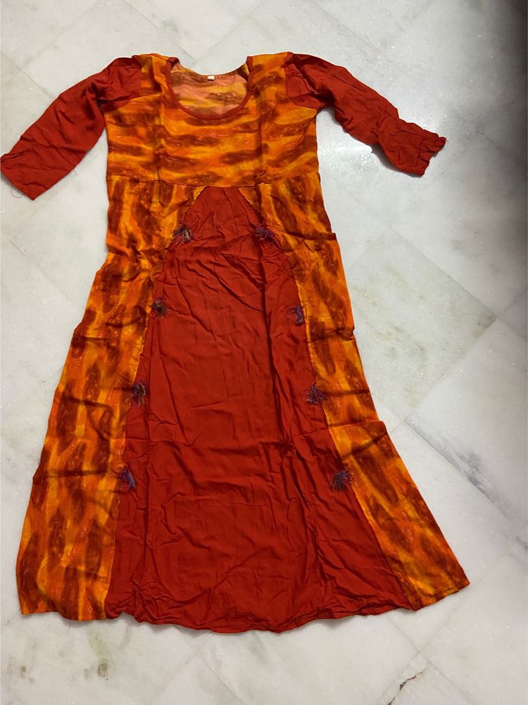 sunset pattern ethnic dress