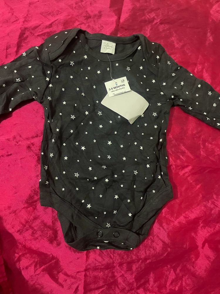 Star print Black Babysuit