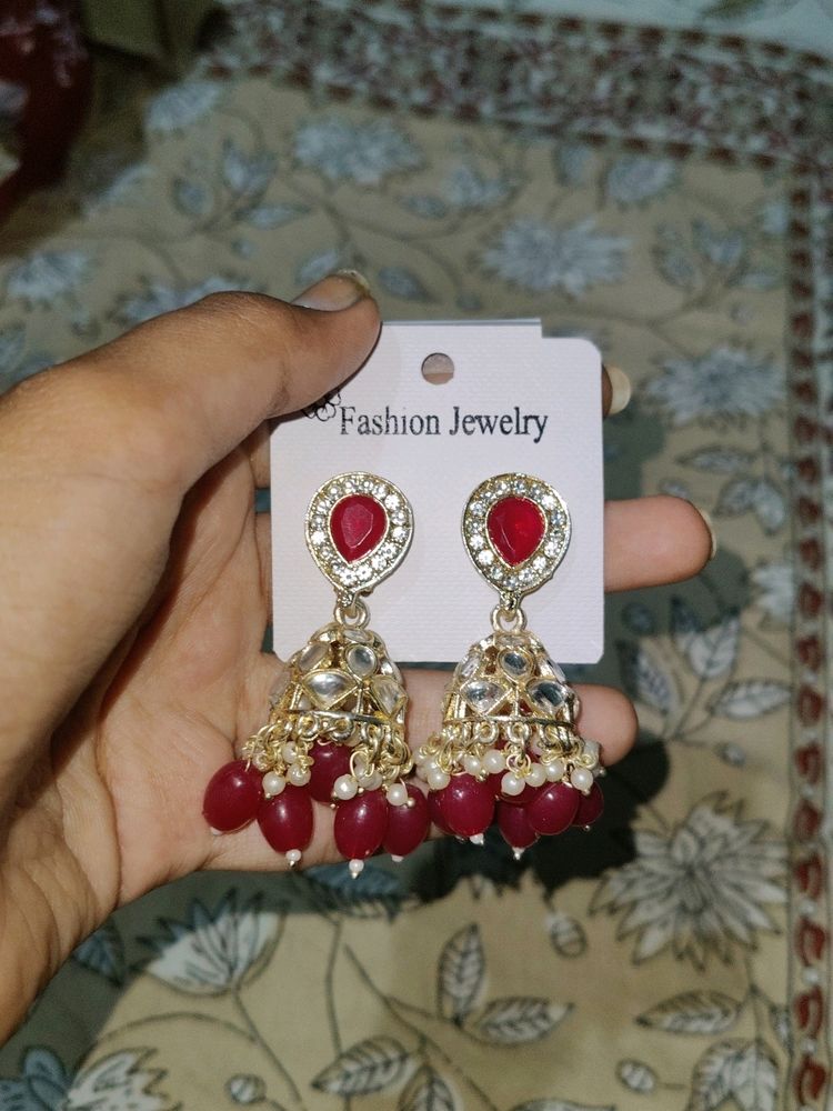 Dark Pink Jhumkas