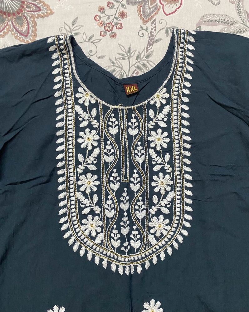 Grey Embroidery Kurti 🩶✨