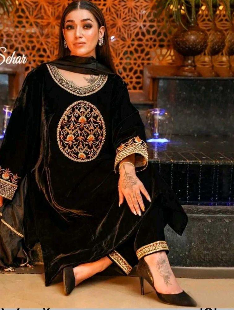 New Velvet Original Pakistani Dress Full Embroider