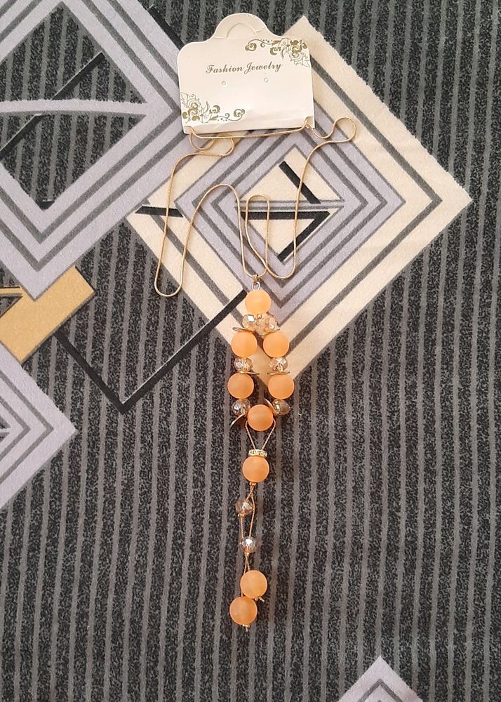 Fancy Orange Long Crystal Necklace