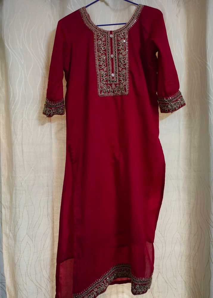 Red Straight Kurtha...Size L...